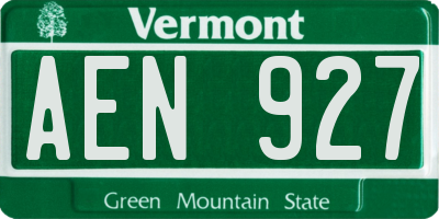 VT license plate AEN927