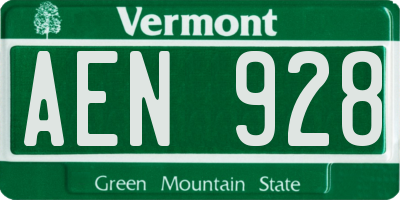 VT license plate AEN928