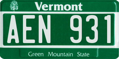 VT license plate AEN931