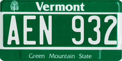 VT license plate AEN932