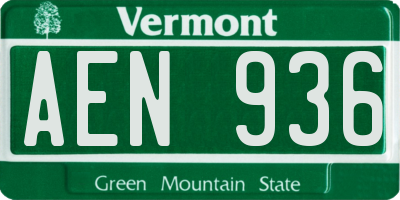 VT license plate AEN936