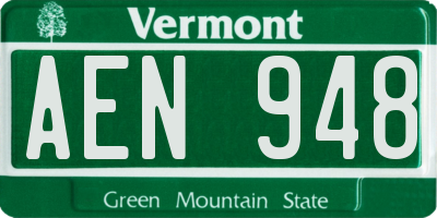 VT license plate AEN948