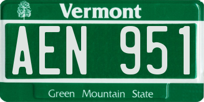 VT license plate AEN951