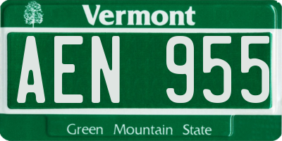 VT license plate AEN955