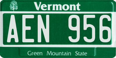 VT license plate AEN956