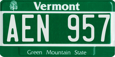 VT license plate AEN957