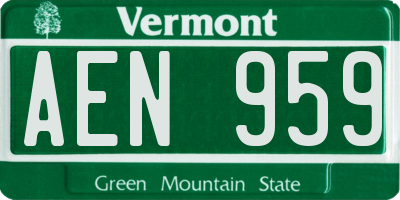 VT license plate AEN959