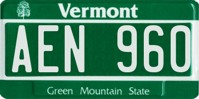 VT license plate AEN960