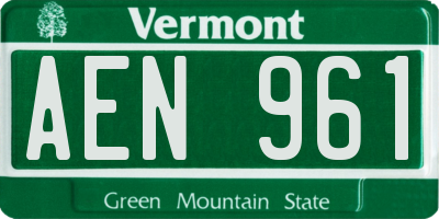 VT license plate AEN961