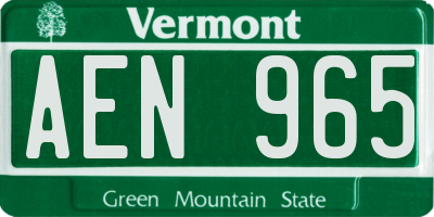 VT license plate AEN965