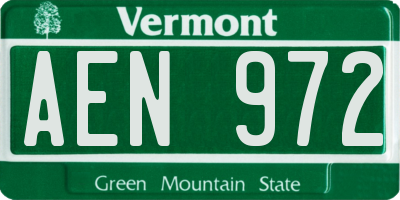VT license plate AEN972