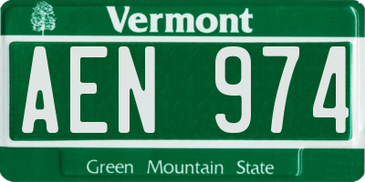 VT license plate AEN974