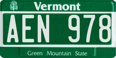 VT license plate AEN978