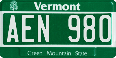 VT license plate AEN980