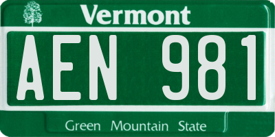VT license plate AEN981