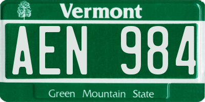 VT license plate AEN984