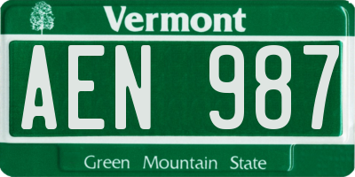 VT license plate AEN987