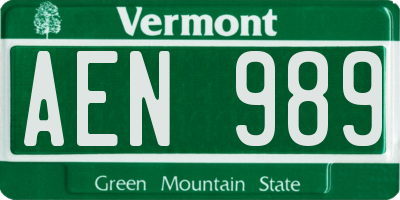 VT license plate AEN989