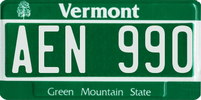 VT license plate AEN990