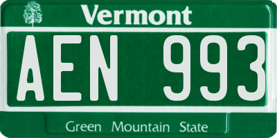 VT license plate AEN993