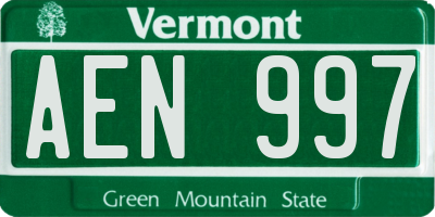 VT license plate AEN997