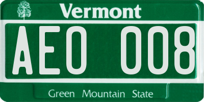 VT license plate AEO008