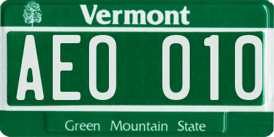 VT license plate AEO010