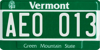 VT license plate AEO013