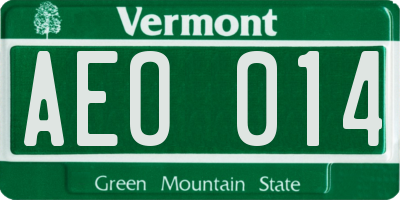 VT license plate AEO014