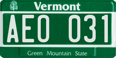 VT license plate AEO031
