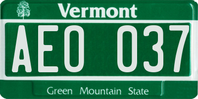 VT license plate AEO037