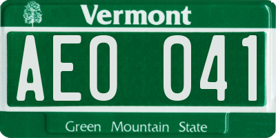 VT license plate AEO041