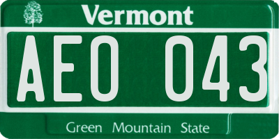 VT license plate AEO043