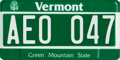 VT license plate AEO047