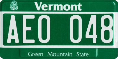 VT license plate AEO048