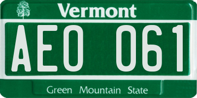 VT license plate AEO061