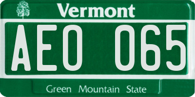 VT license plate AEO065