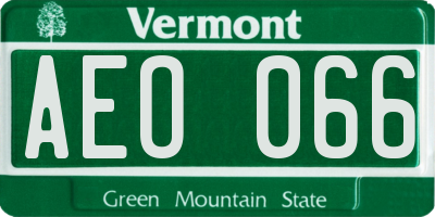VT license plate AEO066