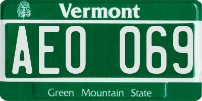 VT license plate AEO069