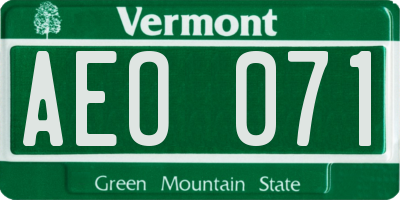 VT license plate AEO071