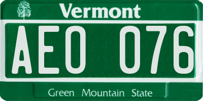 VT license plate AEO076