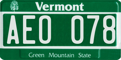 VT license plate AEO078