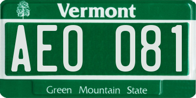 VT license plate AEO081