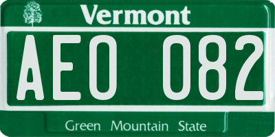 VT license plate AEO082