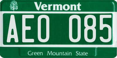 VT license plate AEO085