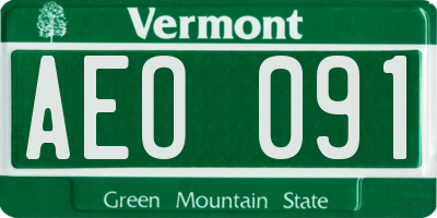 VT license plate AEO091