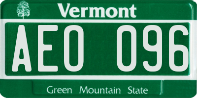 VT license plate AEO096