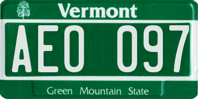 VT license plate AEO097