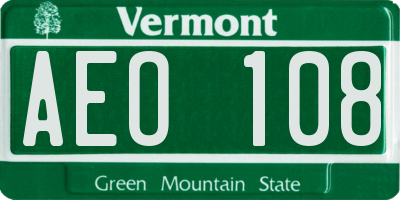 VT license plate AEO108