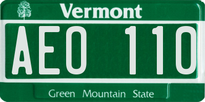 VT license plate AEO110